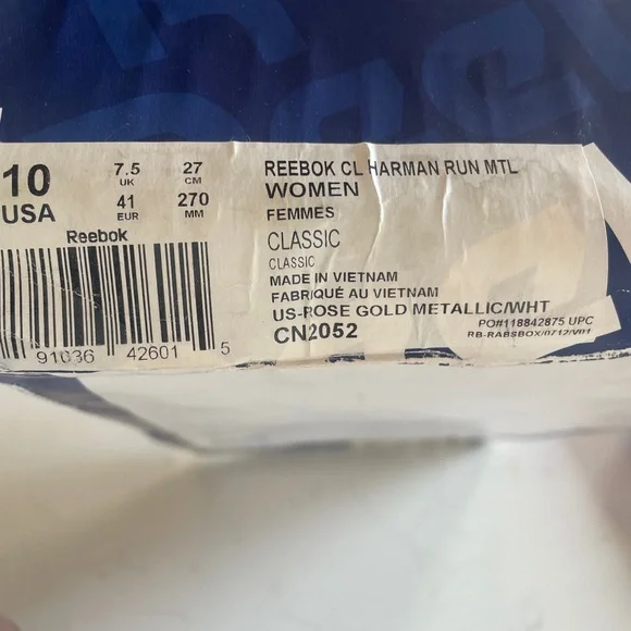 Reebok Classic Harman CL Run Rose Gold Metallic Sneakers Ortholite Comfort 10 - Picture 6 of 6